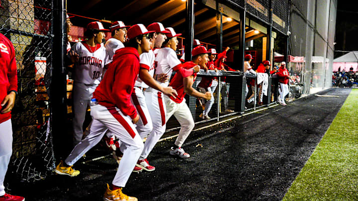 Corona baseball team celebrates at the 2025 Boras Classic.