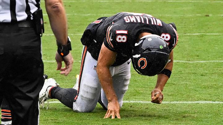 Bears quarterback Caleb Williams sustained a strained hamstring against the Vikings in Week 2 on Sunday.