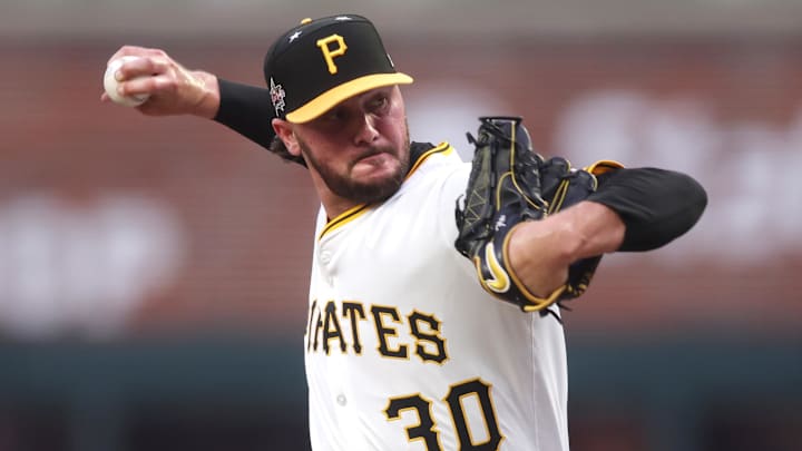Jul 15, 2025; Cumberland, Georgia, USA; National League pitcher Paul Skenes (30) of the Pittsburgh Pirates pitches in the first inning against the American League during the 2025 MLB All Star Game at Truist Park. Jul 15, 2025; Cumberland, Georgia, USA; National League pitcher Paul Skenes (30) of the Pittsburgh Pirates pitches in the first inning against the American League during the 2025 MLB All Star Game at Truist Park.