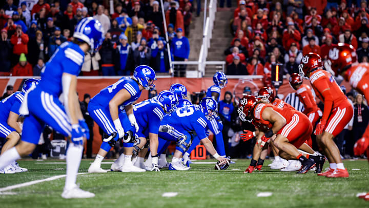 BYU offensive line against Utah BYU offensive line against Utah