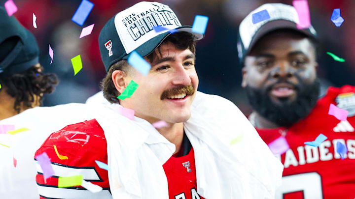 Dec 6, 2025; Arlington, TX, USA; Texas Tech Red Raiders linebacker Jacob Rodriguez (10) celebrates after the game against the BYU Cougars at AT&T Stadium. Mandatory Credit: Kevin Jairaj-Imagn Images Dec 6, 2025; Arlington, TX, USA; Texas Tech Red Raiders linebacker Jacob Rodriguez (10) celebrates after the game against the BYU Cougars at AT&T Stadium. Mandatory Credit: Kevin Jairaj-Imagn Images