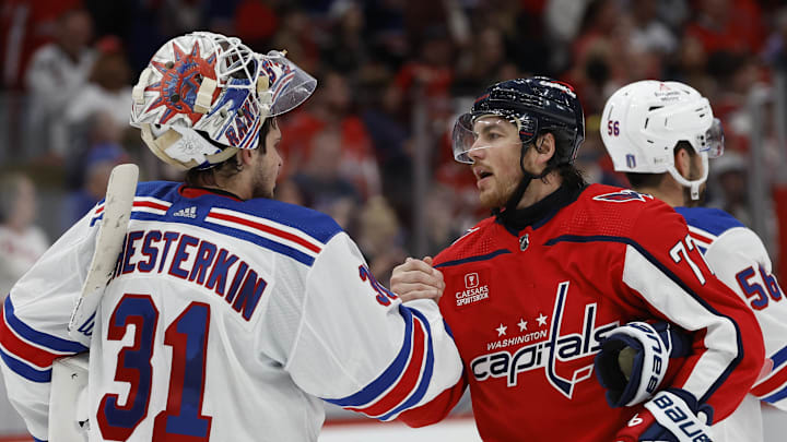Apr 28, 2024; Washington, District of Columbia, USA; New York Rangers goaltender Igor Shesterkin