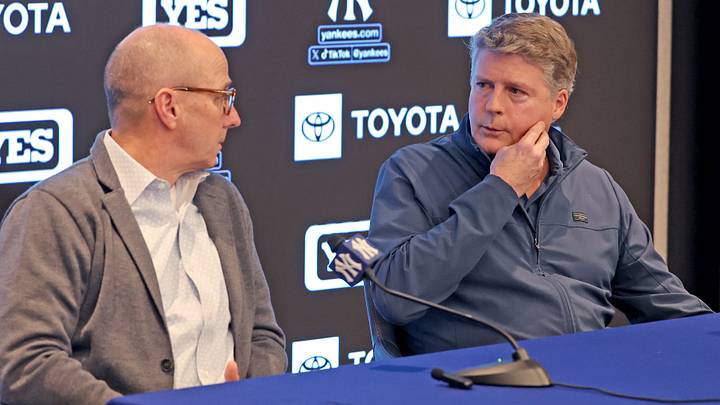 New York Yankees' Brian Cashman and Hal Steinbrenner