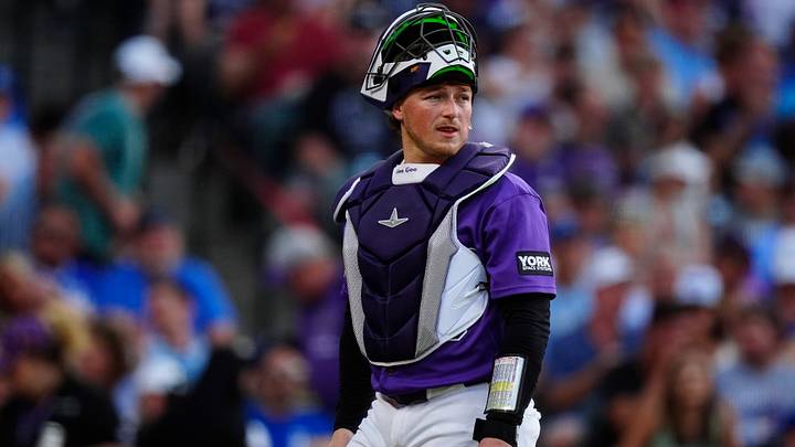 Colorado Rockies catcher Hunter Goodman  Credit: Ron Chenoy-Imagn Images