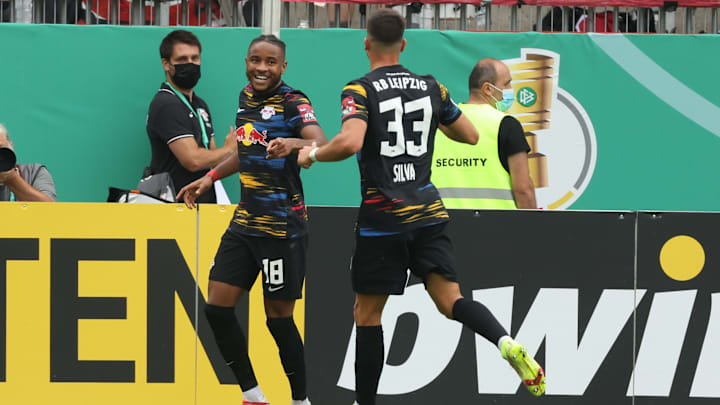 Christopher Nkunku (links) und Andre Silva (rechts) gehören zu den besten Spielern bei RB Leipzig.