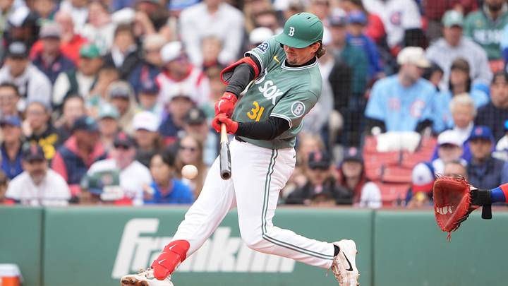 Sep 25, 2026; Boston, Massachusetts, USA; Boston Red Sox designated hitter Adley Rutschman (31) hits a single against the Chicago Cubs during the third inning at Fenway Park. Mandatory Credit: Gregory Fisher-Imagn Images Sep 25, 2026; Boston, Massachusetts, USA; Boston Red Sox designated hitter Adley Rutschman (31) hits a single against the Chicago Cubs during the third inning at Fenway Park. Mandatory Credit: Gregory Fisher-Imagn Images