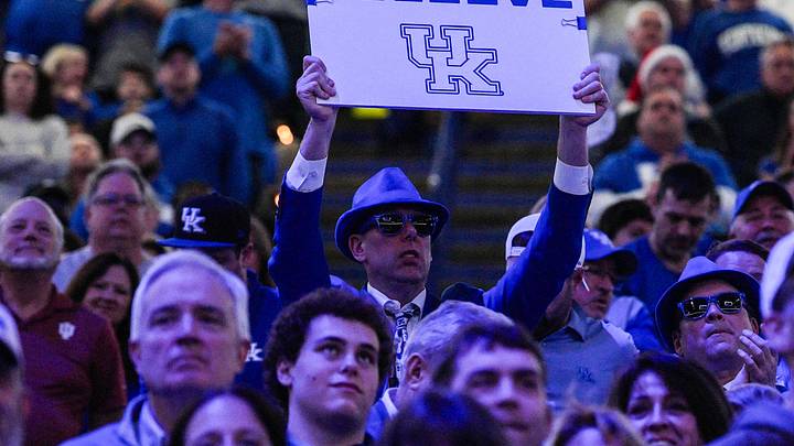 Kentucky fans celebrated as the Cats beat the Hoosiers 72-60 during college basketball at Rupp Arena in Lexington, Kentucky December 13, 2025.