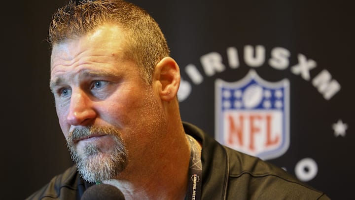 Detroit Lions head coach Dan Campbell speaks to the media during the NFL annual league meetings at the JW Marriott. 