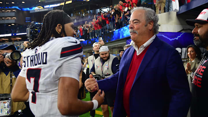 Dec 27, 2025; Inglewood, California, USA; Houston Texans owner Cal McNair with quarterback C.J. Stroud (7) following a game against the Los Angeles Chargers at SoFi Stadium. Mandatory Credit: Gary A. Vasquez-Imagn Images
