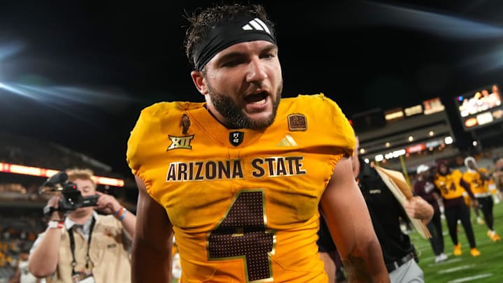 Arizona State running back running back Cam Skattebo (4) is 10th in the nation in rushing.