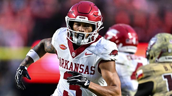 Arkansas Razorbacks wide receiver CJ Brown (3) runs a route during the first half against the Texas A&M Aggies at Kyle Field. Arkansas Razorbacks wide receiver CJ Brown (3) runs a route during the first half against the Texas A&M Aggies at Kyle Field.