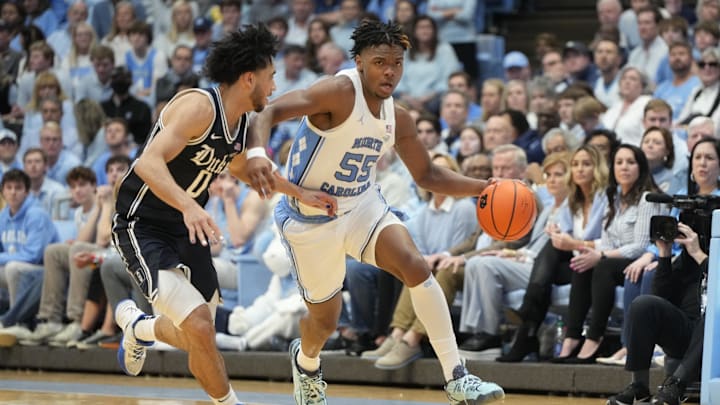 Feb 3, 2024; Chapel Hill, North Carolina, USA;  North Carolina Tar Heels forward Harrison Ingram