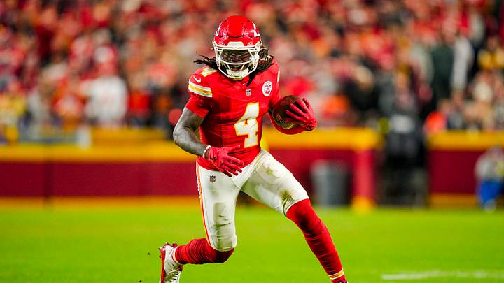 Oct 27, 2025; Kansas City, Missouri, USA; Kansas City Chiefs wide receiver Rashee Rice (4) runs with the ball during the second half against the Washington Commanders at GEHA Field at Arrowhead Stadium. Mandatory Credit: Jay Biggerstaff-Imagn Images Oct 27, 2025; Kansas City, Missouri, USA; Kansas City Chiefs wide receiver Rashee Rice (4) runs with the ball during the second half against the Washington Commanders at GEHA Field at Arrowhead Stadium. Mandatory Credit: Jay Biggerstaff-Imagn Images