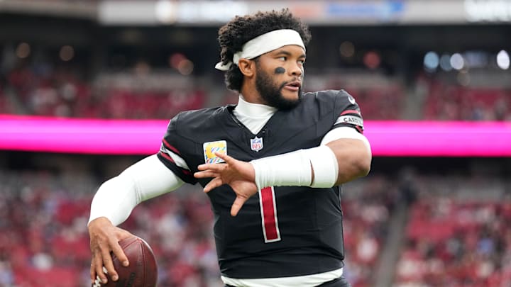 Oct 5, 2025; Glendale, Arizona, USA; Arizona Cardinals quarterback Kyler Murray (1) warms up before their game against the Tennessee Titans at State Farm Stadium. Mandatory Credit: Joe Camporeale-Imagn Images Oct 5, 2025; Glendale, Arizona, USA; Arizona Cardinals quarterback Kyler Murray (1) warms up before their game against the Tennessee Titans at State Farm Stadium. Mandatory Credit: Joe Camporeale-Imagn Images
