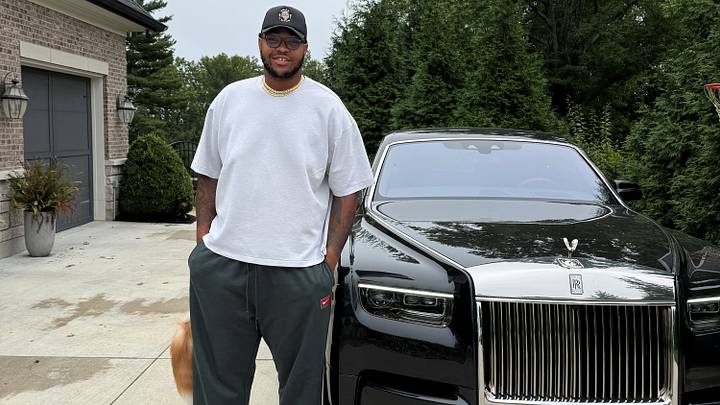 Bengals left tackle Orlando Brown Jr. stands next to his prized, custom-built Rolls-Royce Phantom. Bengals left tackle Orlando Brown Jr. stands next to his prized, custom-built Rolls-Royce Phantom.
