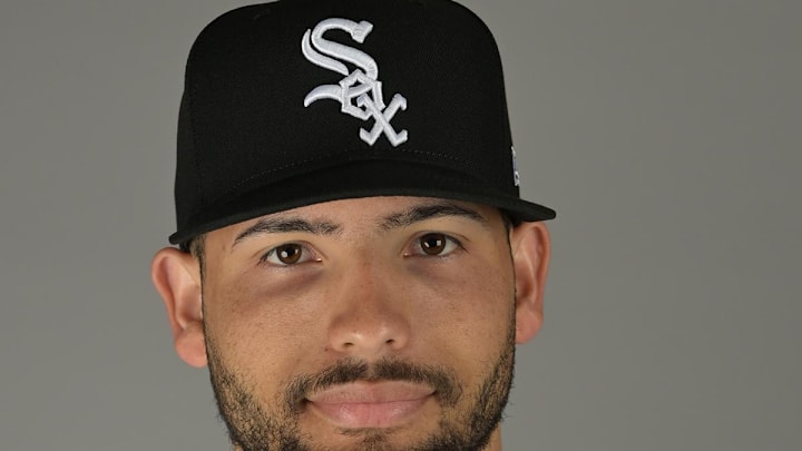 Chicago White Sox catcher Edgar Quero (86) poses for a photo on media day at the team’s spring training facility in Glendale, AZ on Feb. 20.