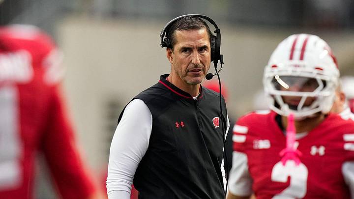 Wisconsin Badgers head coach Luke Fickell reacts in the second half at Camp Randall Stadium on Saturday, Oct. 18, 2025 in Madison, Wisconsin. Wisconsin Badgers head coach Luke Fickell reacts in the second half at Camp Randall Stadium on Saturday, Oct. 18, 2025 in Madison, Wisconsin.