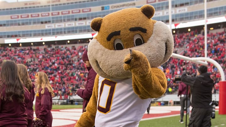Nov 24, 2018; Madison, WI, USA; Minnesota Golden Gophers mascot Goldy Gopher prior to the game against the Wisconsin Badgers at Camp Randall Stadium. Mandatory Credit: Jeff Hanisch-Imagn Images Nov 24, 2018; Madison, WI, USA; Minnesota Golden Gophers mascot Goldy Gopher prior to the game against the Wisconsin Badgers at Camp Randall Stadium. Mandatory Credit: Jeff Hanisch-Imagn Images