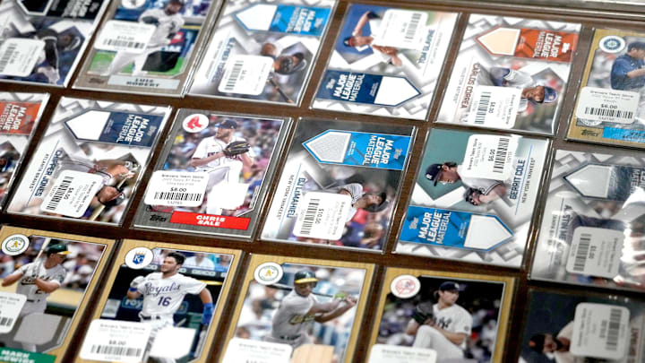 An assortment of baseball cards were available as part of the 2023 Milwaukee Brewers Clubhouse sale at American Family Field in Milwaukee on Wednesday, Nov. 29, 2023. Suite-holders and full season seat holders gained early access Wednesday, all season seat holders are able to shop on Thursday, Nov. 30 from 8 a.m. to 6 p.m. with the sale being available to the general public Friday, Dec. 1 and Saturday, Dec. 2. An assortment of baseball cards were available as part of the 2023 Milwaukee Brewers Clubhouse sale at American Family Field in Milwaukee on Wednesday, Nov. 29, 2023. Suite-holders and full season seat holders gained early access Wednesday, all season seat holders are able to shop on Thursday, Nov. 30 from 8 a.m. to 6 p.m. with the sale being available to the general public Friday, Dec. 1 and Saturday, Dec. 2.