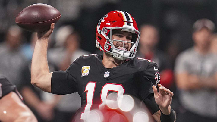 Oct 3, 2024: Atlanta Falcons quarterback Kirk Cousins passes against the Tampa Bay Buccaneers during the first quarter in the 36-30 thriller.