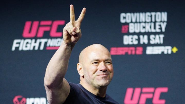 Dec 13, 2024; Tampa, Florida, UNITED STATES; UFC CEO Dana White during weigh-ins for UFC Fight Night at Amalie Arena. Mandatory Credit: Nathan Ray Seebeck-Imagn Images