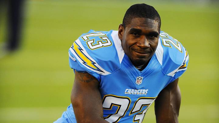 October 15, 2012; San Diego, CA, USA; Chargers cornerback Quentin Jammer prior to the game against the Denver Broncos at Qualcomm Stadium.  Mandatory Credit: Christopher Hanewinckel-Imagn Images