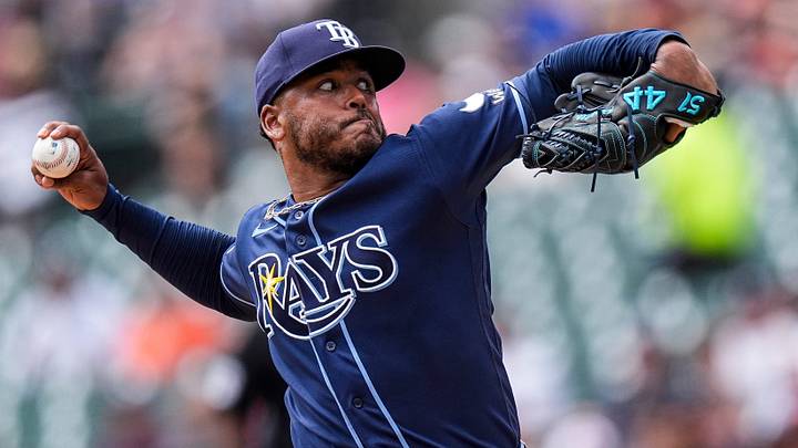 Tampa Bay Rays pitcher Freddy Peralta (51) throws against the Detroit Tigers during the first inning at Comerica Park in Detroit on Wednesday, Aug. 26, 2026. Tampa Bay Rays pitcher Freddy Peralta (51) throws against the Detroit Tigers during the first inning at Comerica Park in Detroit on Wednesday, Aug. 26, 2026.