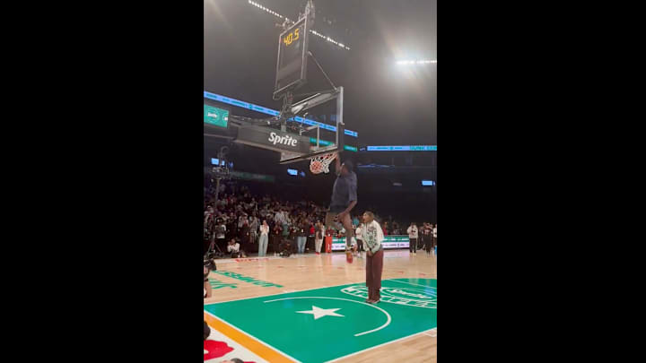 Dybantsa dunks over Reese at the McDonald's All-American game Sprite Jam Fest