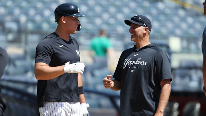 Andy Pettitte incluso dio consejos a Aaron Judge en la práctica dominical de los Yankees de Nueva York