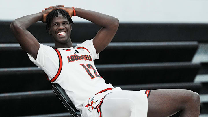 Louisville freshman forward Mouhamed Camera during the Cardinals' media day for the 2025-26 basketball season on Wednesday Oct. 15, 2025 in Louisville, Kentucky. Louisville freshman forward Mouhamed Camera during the Cardinals' media day for the 2025-26 basketball season on Wednesday Oct. 15, 2025 in Louisville, Kentucky.