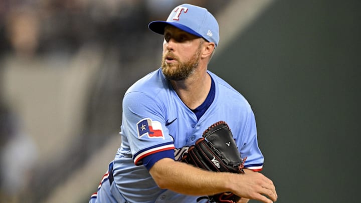 Texas Rangers starting pitcher Merrill Kelly (23) pitches.