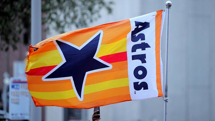A Houston Astros flag flies. 