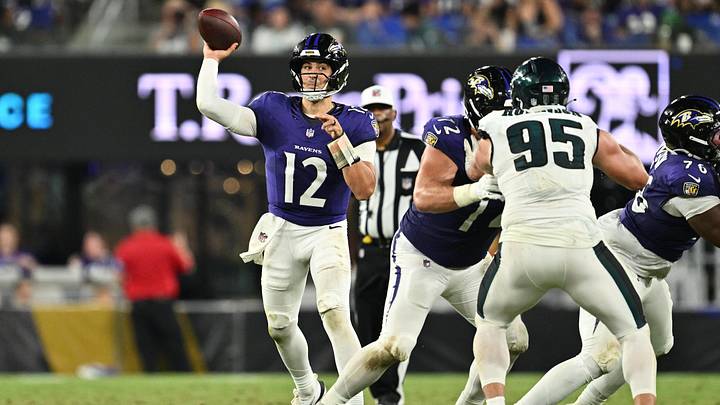 Aug 15, 2026; Baltimore, Maryland, USA; Baltimore Ravens quarterback Joe Fagnano (12) passes against the Philadelphia Eagles at M&T Bank Stadium. Mandatory Credit: Jamie Sabau-Imagn Images Aug 15, 2026; Baltimore, Maryland, USA; Baltimore Ravens quarterback Joe Fagnano (12) passes against the Philadelphia Eagles at M&T Bank Stadium. Mandatory Credit: Jamie Sabau-Imagn Images