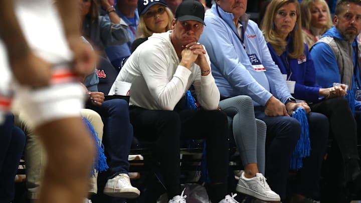 Mississippi Rebels head football coach Lane Kiffin watches during the second half between the Auburn Tigers and the Mississippi Rebels.