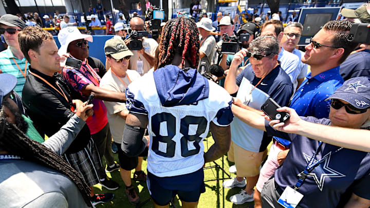 Dallas Cowboys wide receiver CeeDee Lamb is interviewed by media following the day of training camp at River Ridge Fields Dallas Cowboys wide receiver CeeDee Lamb is interviewed by media following the day of training camp at River Ridge Fields