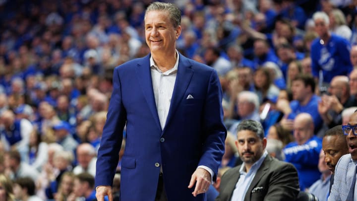 Kentucky Wildcats head coach John Calipari smiles during the game against Vanderbilt. He is now head coach at Arkansas.