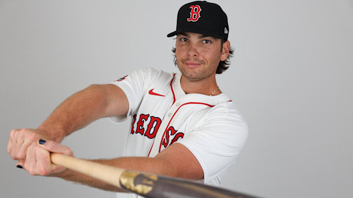 Feb 18, 2025; Lee County, FL, USA; Boston Red Sox first baseman Triston Casas (36) participates in media day at JetBlue Park at Fenway South. Mandatory Credit: Nathan Ray Seebeck-Imagn Images Feb 18, 2025; Lee County, FL, USA; Boston Red Sox first baseman Triston Casas (36) participates in media day at JetBlue Park at Fenway South. Mandatory Credit: Nathan Ray Seebeck-Imagn Images