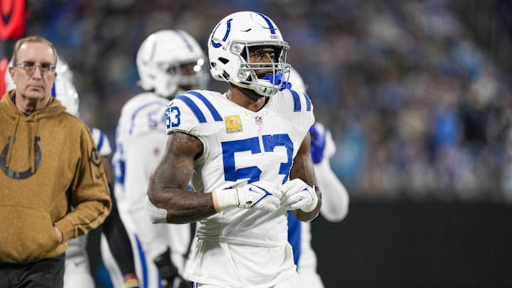 Nov 5, 2023; Charlotte, North Carolina, USA; Indianapolis Colts linebacker Shaquille Leonard (53)