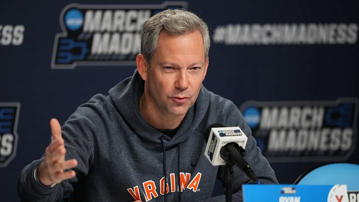 Mar 19, 2026; Philadelphia, PA, USA; Virginia Cavaliers head coach Ryan Odom conducts a press conference during a practice session ahead of the first round of the men's 2026 NCAA Tournament at Xfinity Mobile Arena. Mandatory Credit: Kyle Ross-Imagn Images Mar 19, 2026; Philadelphia, PA, USA; Virginia Cavaliers head coach Ryan Odom conducts a press conference during a practice session ahead of the first round of the men's 2026 NCAA Tournament at Xfinity Mobile Arena. Mandatory Credit: Kyle Ross-Imagn Images