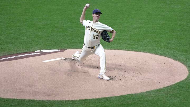 Milwaukee Brewers pitcher Jacob Misiorowski (32) throws during the first inning of their game against the Chicago Cubs Tuesday, September 8, 2026 at American Family Field in Milwaukee, Wisconsin. Milwaukee Brewers pitcher Jacob Misiorowski (32) throws during the first inning of their game against the Chicago Cubs Tuesday, September 8, 2026 at American Family Field in Milwaukee, Wisconsin.