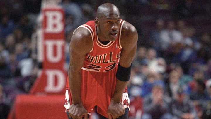 Feb 15, 1996; Auburn Hills MI, USA; FILE PHOTO; Chicago Bulls guard Michael Jordan (23) Feb 15, 1996; Auburn Hills MI, USA; FILE PHOTO; Chicago Bulls guard Michael Jordan (23)