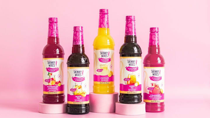 Sip on Sugar-Free Watermelon Lemonade Concentrate and Sugar Free Peach Tea Concentrate from Skinny Mixes this summer