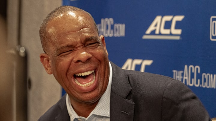 North Carolina head coach Hubert Davis at the 2025 ACC Tipoff 