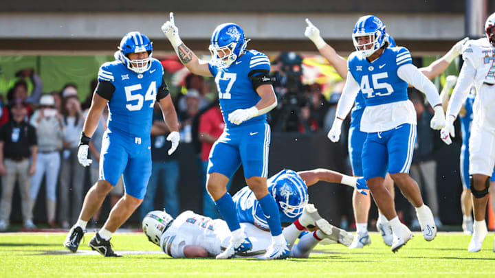 BYU linebacker Jack Kelly gets a sack against Texas Tech BYU linebacker Jack Kelly gets a sack against Texas Tech