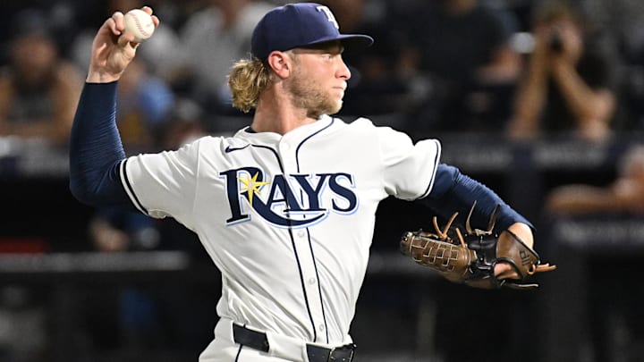 Aug 19, 2025; St. Petersburg, Florida, USA; Tampa Bay Rays starting pitcher Shane Baz (11) throws a pitch in the first inning against the New York Yankees at George M. Steinbrenner Field. Mandatory Credit: Jonathan Dyer-Imagn Images Aug 19, 2025; St. Petersburg, Florida, USA; Tampa Bay Rays starting pitcher Shane Baz (11) throws a pitch in the first inning against the New York Yankees at George M. Steinbrenner Field. Mandatory Credit: Jonathan Dyer-Imagn Images