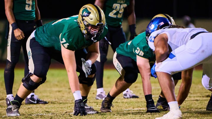 Basha (AZ) Bears offensive lineman Jake Hildebrand (74) 