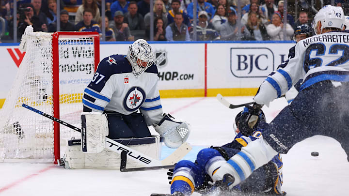 St Louis Blues gritty, grinding game has gotten to Vezina Trophy-winning goalie Connor Hellebuyck.