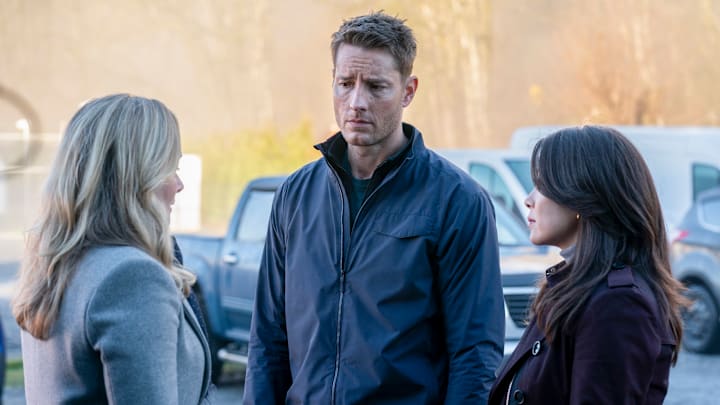 “Mt. Shasta” – Colter races against the clock to find the missing teenage son of Reenie’s close friend Erika, on the CBS original series TRACKER, Sunday, March 3 (9:00-10:00 PM, ET/PT) on the CBS Television Network, and streaming on Paramount+ (live and on demand for Paramount+ with SHOWTIME subscribers, or on demand for Paramount+ Essential subscribers the day after the episode airs)* Pictured: Marley Shelton as Erika, Justin Hartley as Colter Shaw and Fiona Rene as Reenie Greene. Photo: