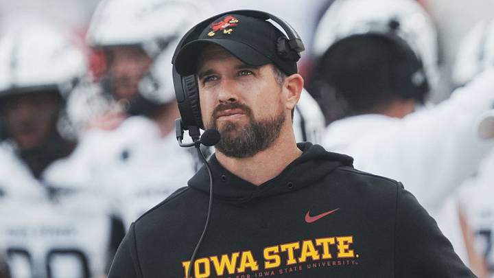 Iowa State head coach Jimmy Rogers watches the action during the second quarter against Utah on Sept. 26, 2026, at Jack Trice Stadium in Ames, Iowa. Iowa State head coach Jimmy Rogers watches the action during the second quarter against Utah on Sept. 26, 2026, at Jack Trice Stadium in Ames, Iowa.