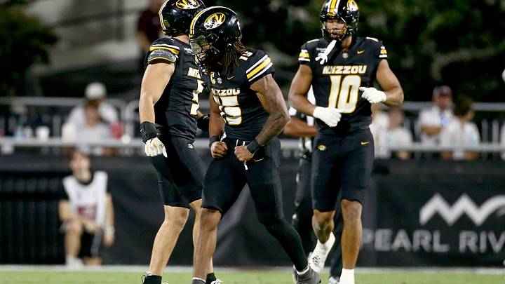 Sep 26, 2026; Starkville, Mississippi, USA; Missouri Tigers safety Santana Banner (15) reacts during the third quarter against the Mississippi State Bulldogs at Davis Wade Stadium at Scott Field. Mandatory Credit: Petre Thomas-Imagn Images